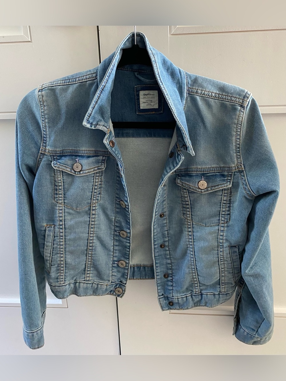 GAP Girls Kids Light Wash Denim Jacket - Pale Blue XXL